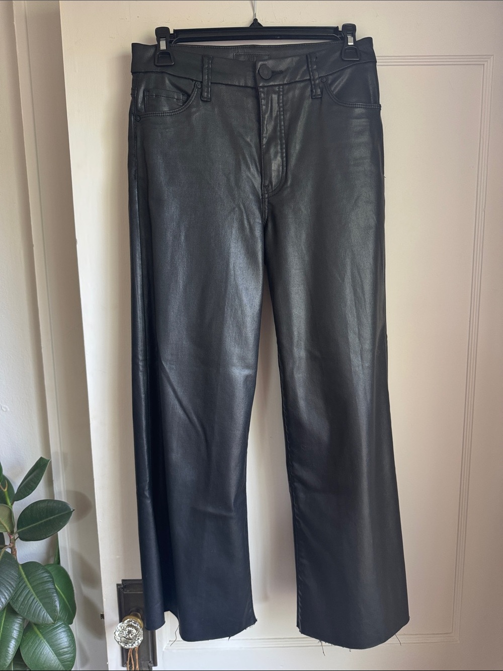 Kut from the Kloth Meg Black Faux Leather Wide-Leg Pants
